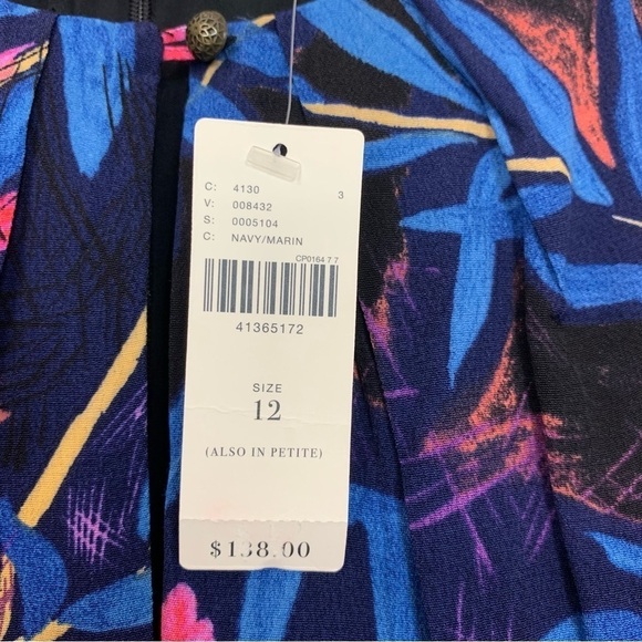 NWT Anthropologie Maeve Elia Cold Shoulder Dress Blue Tropical Floral Size 12 - Picture 10 of 14